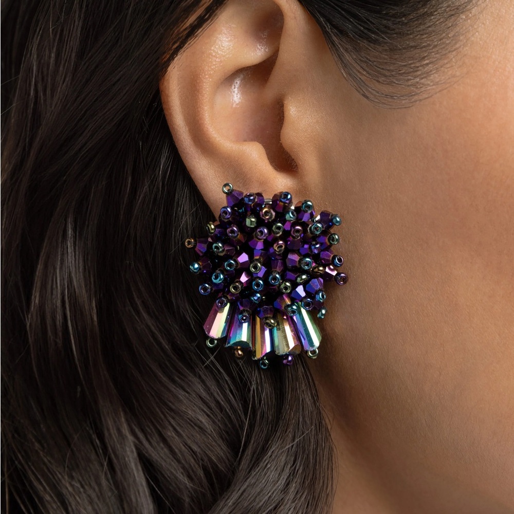 Elegant Purple Cluster Earrings